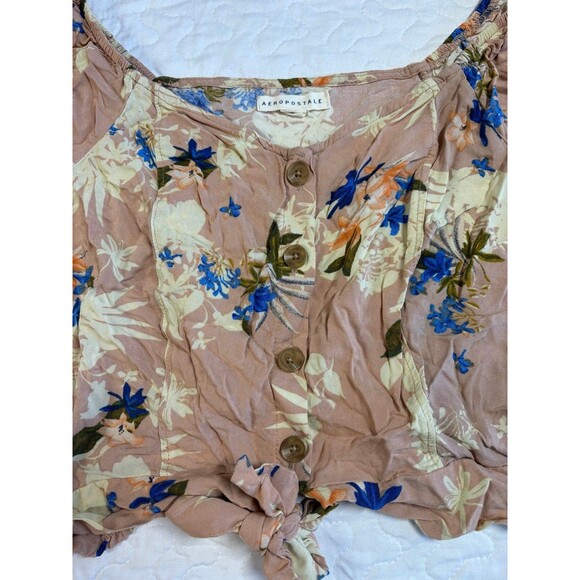 Areopostale y2k floral print front tie crop top size medium - Picture 3 of 7